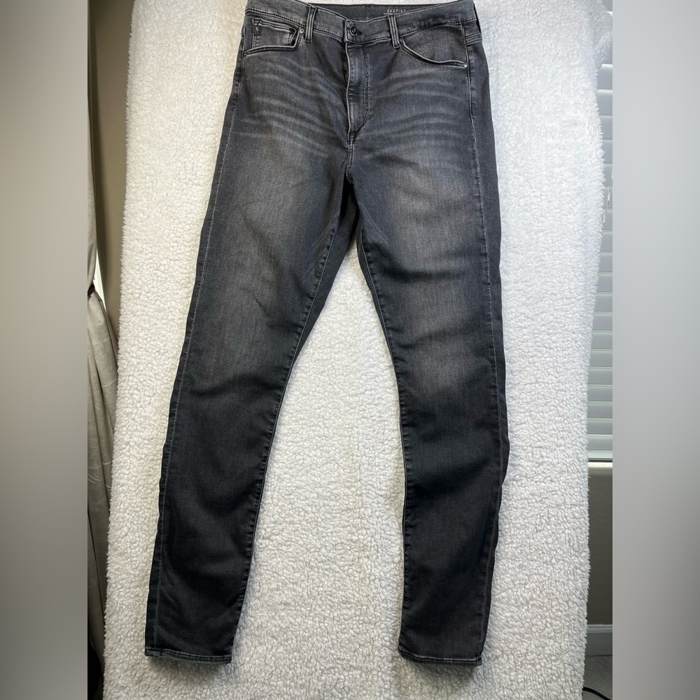 & Denim 34x34 Women's Skinny Shaping Modelant Black Distressed High Waist Jeans